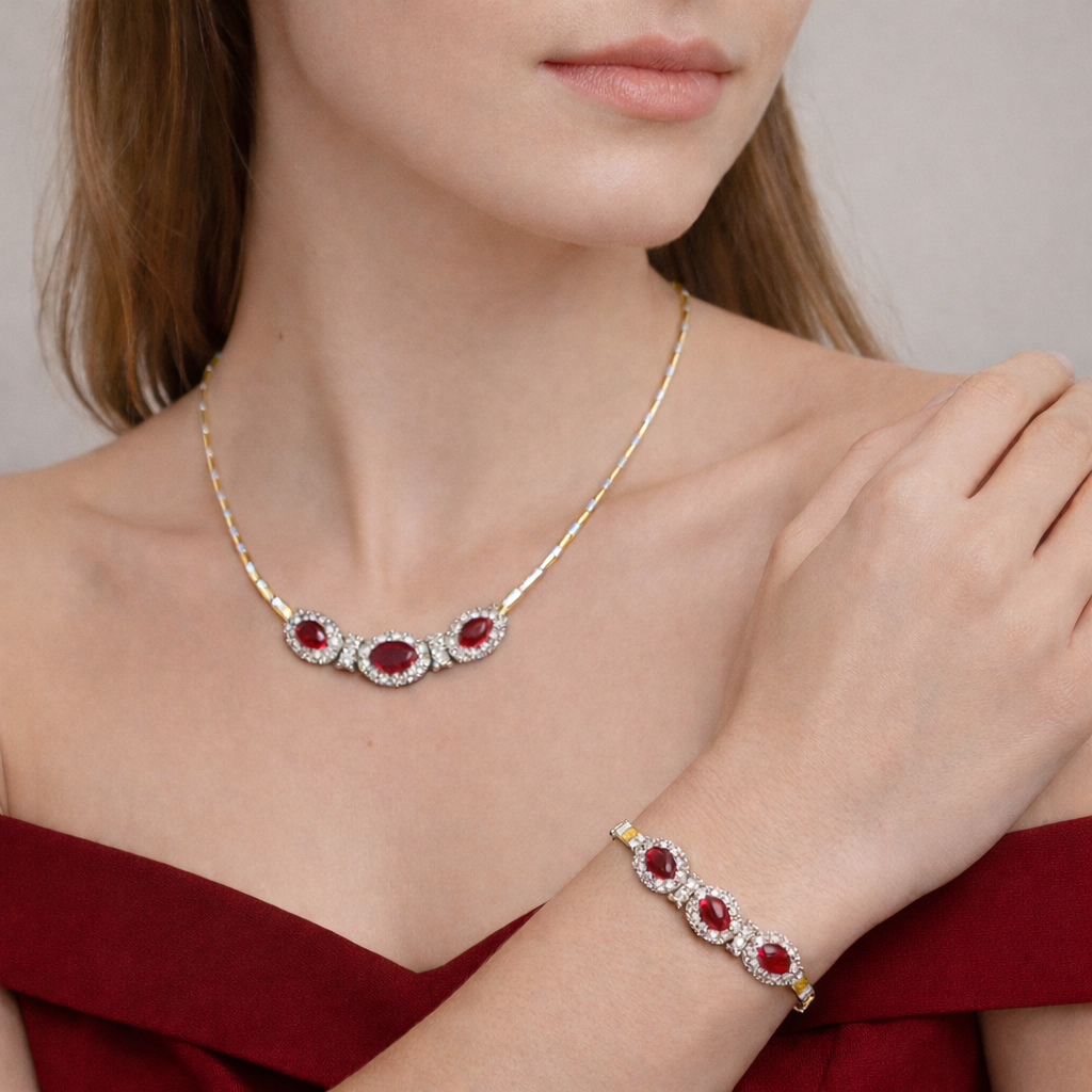 2,46 Ct 3 Yakutlu Oval Takım